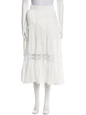 Silvia Tcherassi Cher White Tiered Midi Skirt with Cutout Accent size S